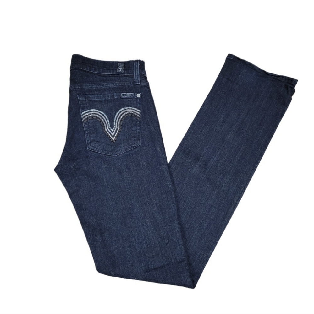7 For All Mankind Kate Straight Leg Jeans Womens Size 27 Blue Dark Wash